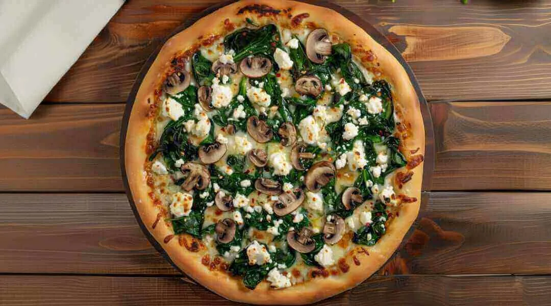 Spinach, Feta and Mushroom Pizza